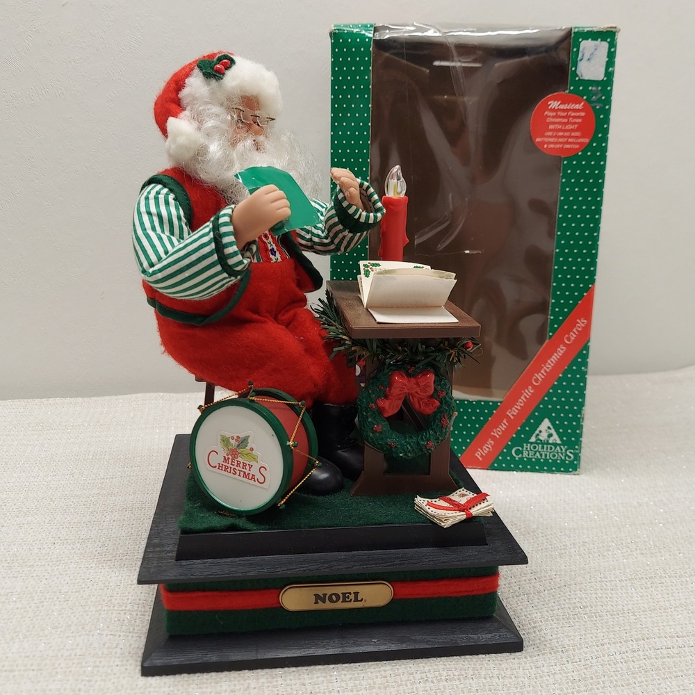 Holiday Creations Musical Santa Scene Christmas Carols with Light & Box Works